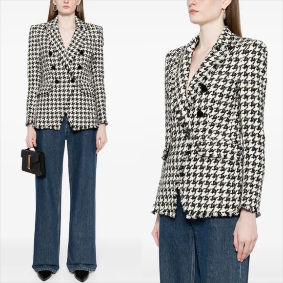 NWOT Veronica beard miller dickey houndstooth blazer frayed hem NO OFFERS - Picture 13 of 14
